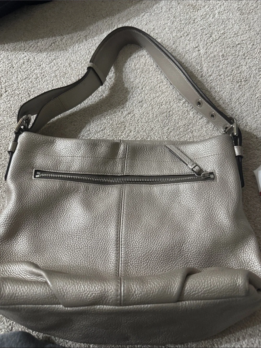 Gray Coach Leather Shoulder Bag - Classic Pebbled Hobo Y2K